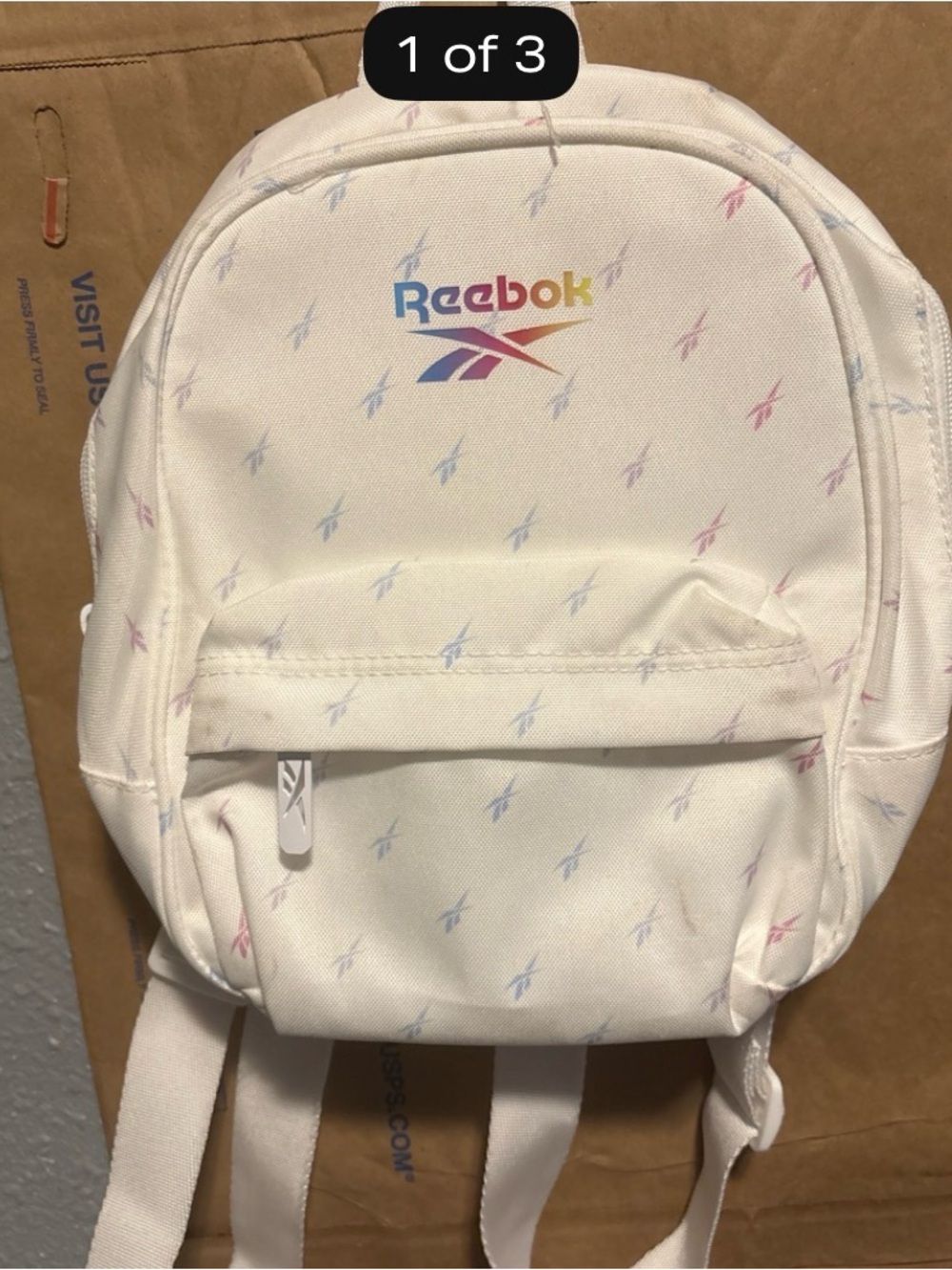 Reebok Kids Cream Mini Backpack with Pastel Pink & Blue Accents